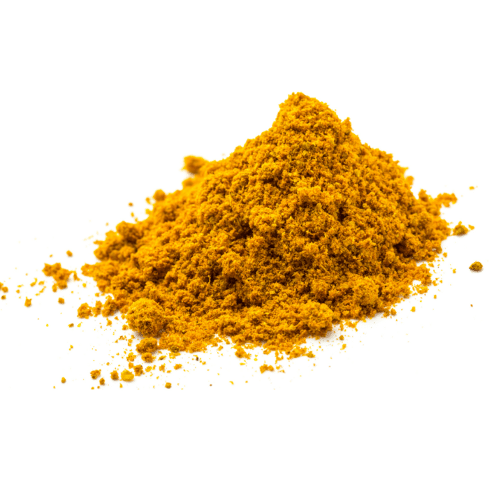 Curry in polvere, miscela di spezie esotiche per condire piatti di carne, pesce e verdure.